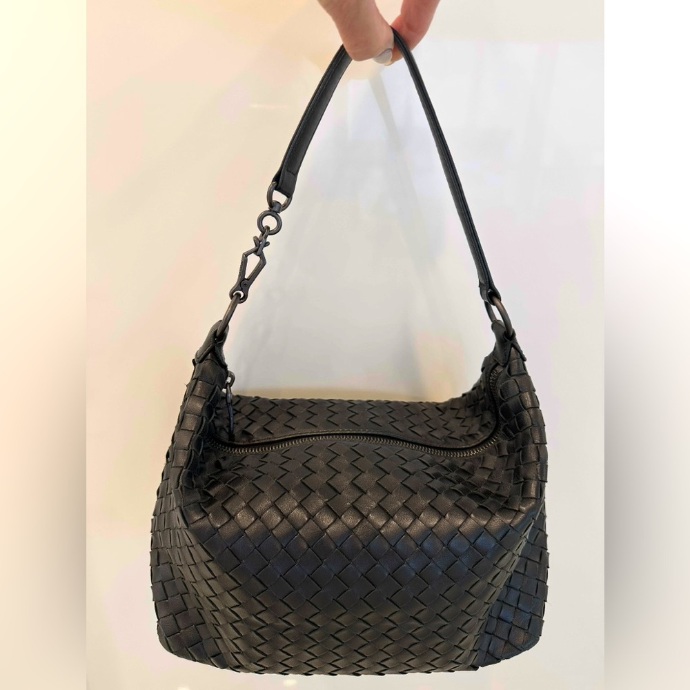 Bottega Veneta Nappa Intrecciato Shoulder Bag Nero Black
